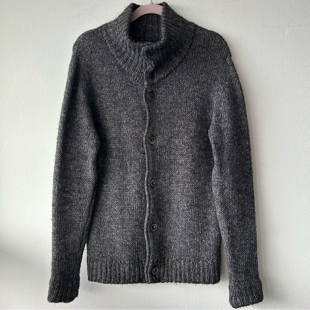 Our Legacy Men’s Alpaca Linen Wool Blend Chunky Knit Cardigan